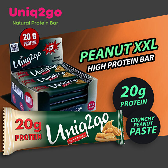 UNIQ2GO XXL Protein Bar 67 gr Yer Fıstığı Ezmesi 12 Adet