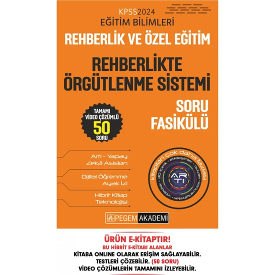 Pegem Akademi KPSS Eğitim Bilimleri Rehberlik ve Özel Eğitim - Rehberlikte Örgütleme Sistemi Soru Fasikülü