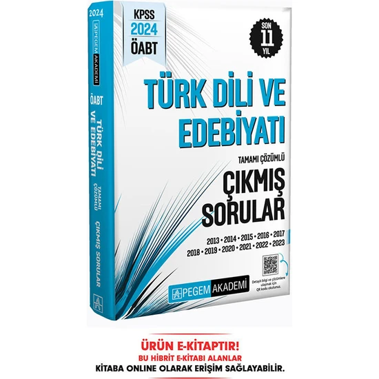 Pegem Akademi 2024 KPSS ÖABT Türk Dili ve Edebiyatı Öğretmenliği Tamamı Çözümlü Çıkmış Sorular E-Kitap