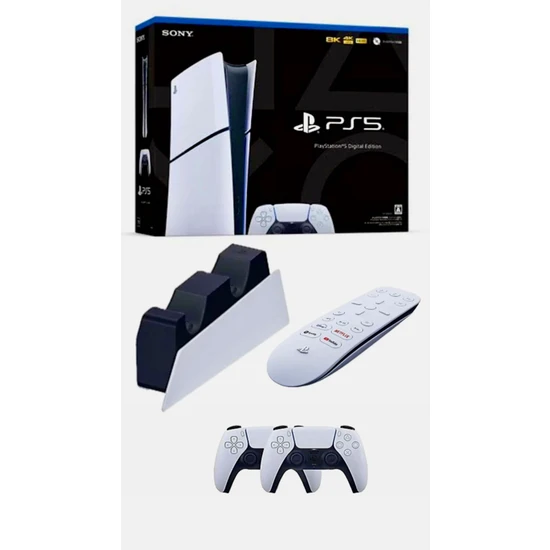 Sony Playstation Beş Dijital Sürüm + Çift Joystick + Joystick Şarj Aleti + Kumanda