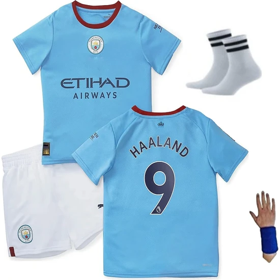 Yenteks Manchester City Haaland 21/22 Sezon 4 Lü Set Çocuk Futbol Forması Erling Haaland