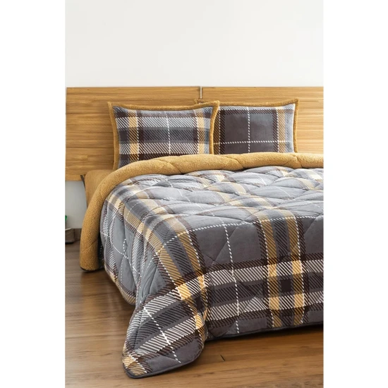 Merinos Comforter Tek Kişilik Yorgan Seti Antonin Gri-Sarı