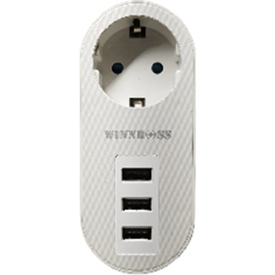 Winnboss Termal Akım Korumalı 3 Adet USB 2.1A Şarj Çıkışlı 10A 2500W Priz