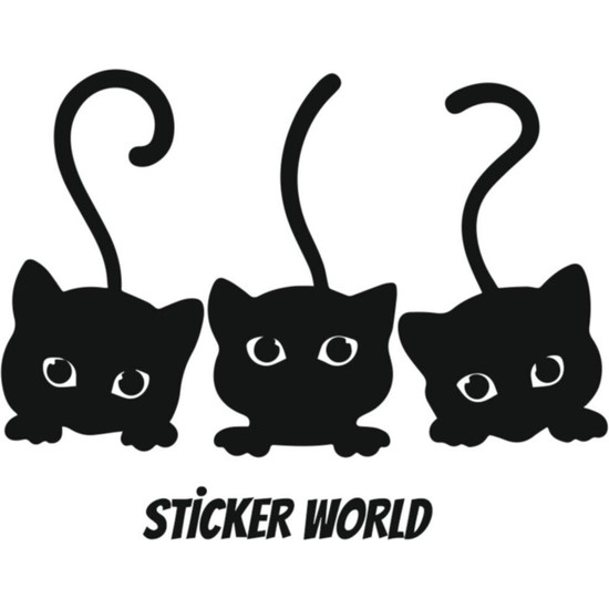 Sticker World Üçlü Kedi Sticker 25*16 cm Siyah Fiyatı