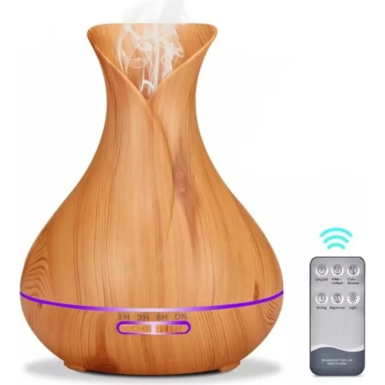 Woodhub 2 Yıl Ultrasonik Aroma Difüzörü 7 Renk LED Işıklı Aromatik Oda Kokusu Hava Nemlendirici 500ML Kuman