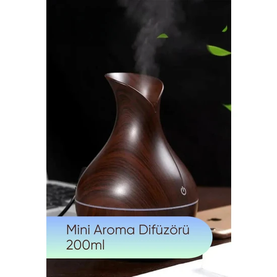 Woodhub Kahverengi Mini Hava Nemlendirici ve Aroma Difüzörü H2O Humidifier 200ML 2 Yıl