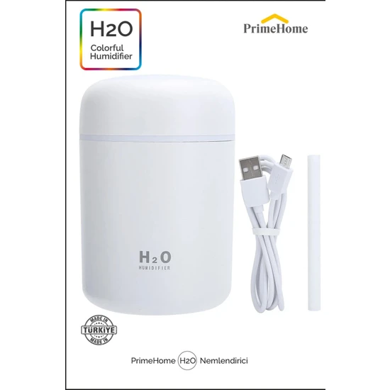 Humidifier  Beyaz H2O 300 ml Ultrasonik Hava Nemlendirici ve Aroma Difüzörü H2O Yerli Üretim 2 Yıl