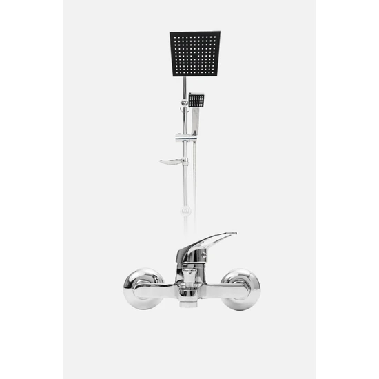 Sucuzade Krom Duş Seti Tepe Yağmurlama Siyah Robot Seti ve Banyo Bataryası Mix 2’li