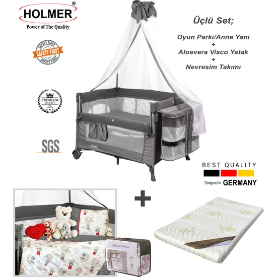 Holmer Kids Holmer Coolstyle 3'lü Set  Beşik/anne Yanı + Aloevera Yatak + Bebek Nevresim Takımı