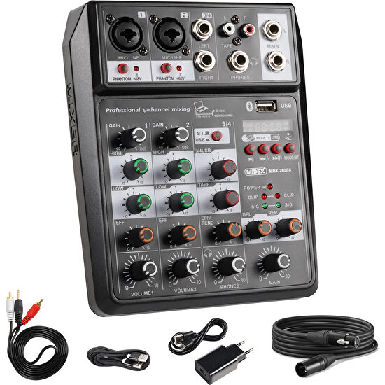 Midex MDX-280BK Ses Kartlı Stüdyo Kayıt Mixer