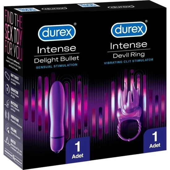 Durex Intense Vibe Bullet Titreşimli Vibratör + Devil Ring Titreşimli Halka