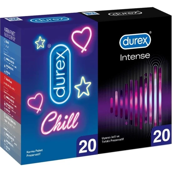 Durex Chill Karma Paket Prezervatif 20’li + Durex Intense Prezervatif, 20' Li