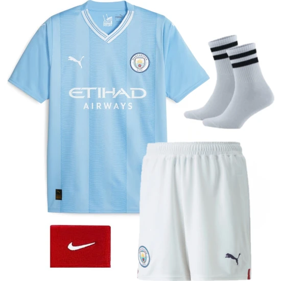 Zilong Haaland Manchester City 2023/2024 Sezon Futbol Çocuk Forması 4'lü Set
