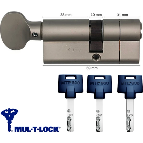 Mul-T-Lock Mtl 600 Tokmaklı Tuzaklı Bilyalı Kapı Kilidi 69 mm