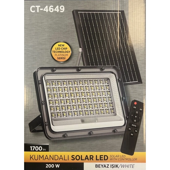 200W Solar Led Projektör Ct-4649 Cata