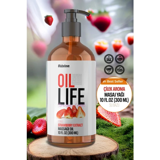 Oil Life Ithal, Doğal 300 ml Premium Çilekli Masaj Yağı