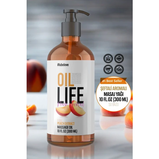 Oil Life Doğal, ve Yenilebilir 300 ml Premium Şeftali Masaj Yağı