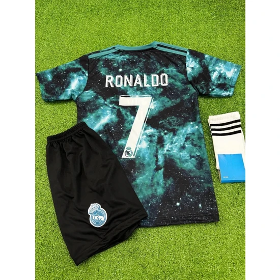 Ronaldo Realmadrid Galaxy Çocuk Futbol Forması 3'lü Set Forma Şort Çorap