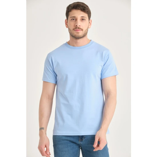 Four Man Erkek  Pamuk Standart Kalıp Kolay Kırışmayan Kumaş Özelliğine Sahip Düz Renk Basic Tişört