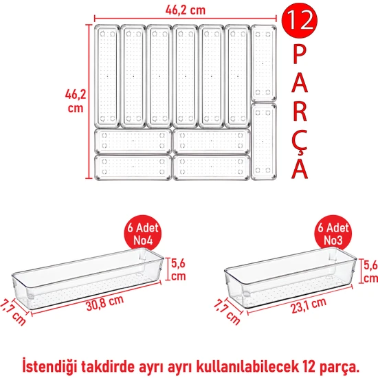 Color House 6 6=12 Li Çekmeçe Kaşıklık Mutfak Çekmece Organizeri Kaşıklık