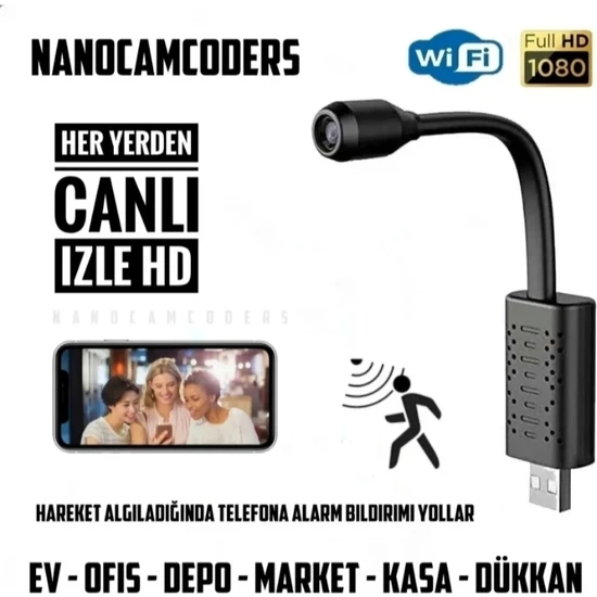 Nanocamcoders Full Hd 1080P USB Wifi Uzak Izle 4K Cam Gizli Mini Mikro Kamera Casus Alarm Güvenlik