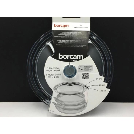 Paşabahçe Borcam Tencere Kapağı 24-26-28 cm Cam Malzemeden Gri Renkli Tekli Ürün
