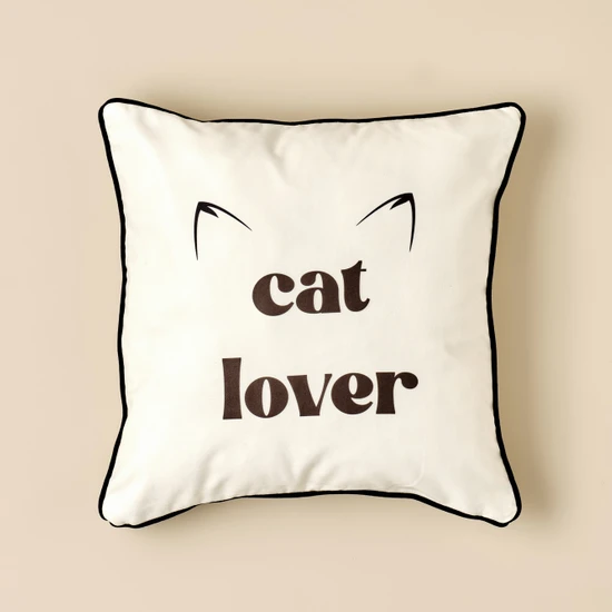 Bella Maison Cat Lover Kırlent Siyah-Beyaz (45X45 Cm)