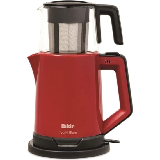 Fakir Tea N More Çay Makinesi – 1,7 L Su Isıtıcı, 0,7 L Cam Demlik, Kırmızı, Çift Demlikli ve Otomatik Kapanma Özellikli