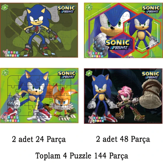 Sonic Eğitici 4lu Puzzle Seti- Yeni Başlayacaklara - 144 Parça Frame Puzzle/yapboz