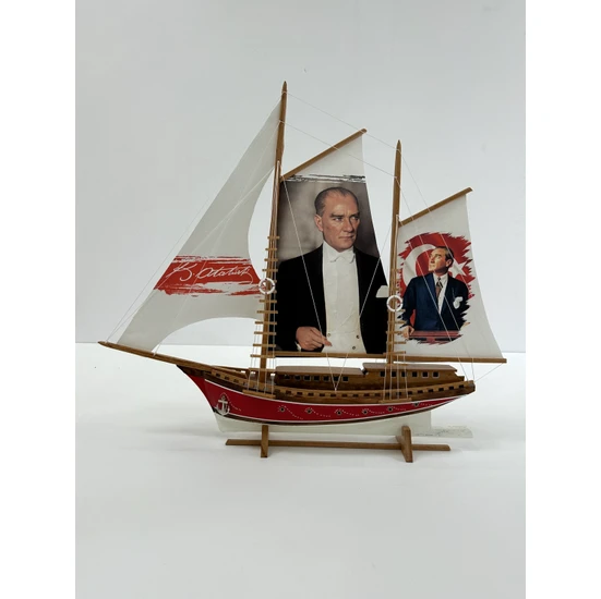 Atatürk Resimli Yat Modeli Gemi Maketi