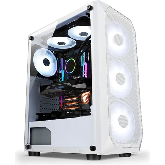 Revenge Beyaz Ice Drill 4 Rgb Fanlı Mesh Panel Atx Pc Gaming Bilgisayar Oyuncu Kasası