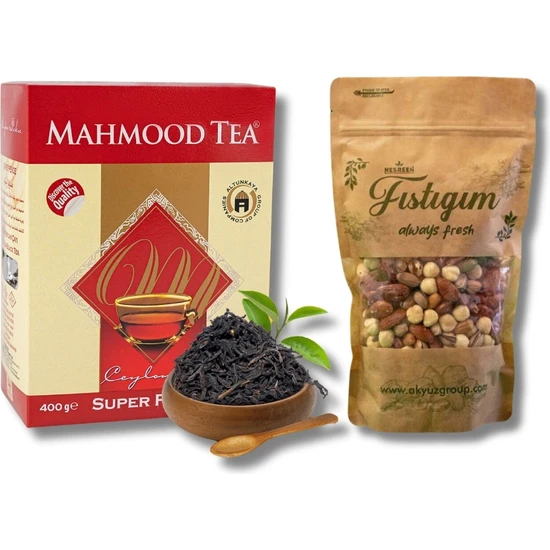 Mahmood Tea Super Pekoe Dökme Çayı 400 gr  ve Nesreen Kuruyemiş Süper Mix Atom 450 gr