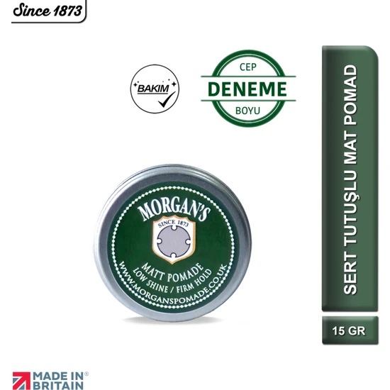 Morgan's Pomade  Sert Tutuş, Mat Pomad 15 ml (GREEN LABEL) - (DENEME CEP BOY)