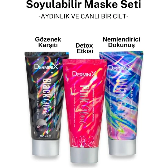 Derminix Glow Soyulabilir Maske Serisi 3' Lü Set 3X100ML