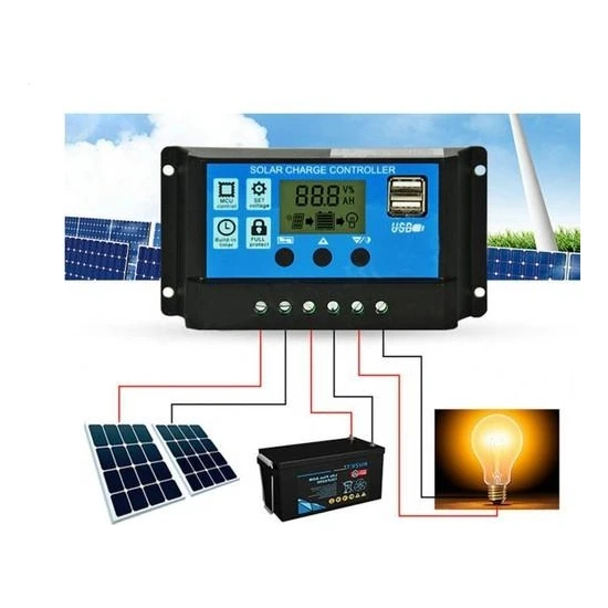 Pwm 30A Güneş Solar Paneli Akü Şarj Kontrol Cihazı 12V-24V Kontrol Cihazı Akü Şarj Regülatör