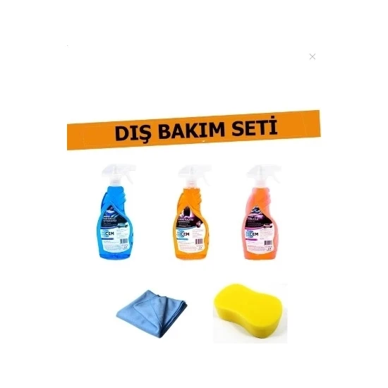 CEM CAR CARE 3'Lü Dış Bakım Seti Yıkama Süngeri Ve Bez Hediyeli