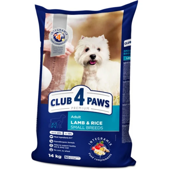 CLUB4PAWS Premium Kuzu Etli Pirinç Küçük Irk Yetişkin Köpek Maması 14 kg 306104