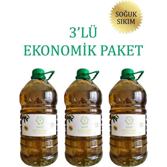 Safi Soğuk Sıkım Zeytinyağı 15l - 5 litrelik 3’lü Ekonomik Paket - 5l x 3