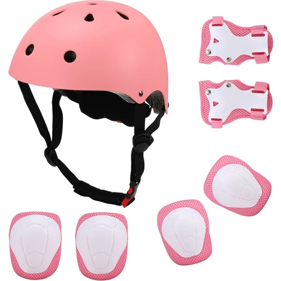 Oajfeu Çocuk Spor Koruyucu Donanım Kask Dizlik 7 Parçalı Set (Yurt Dışından)