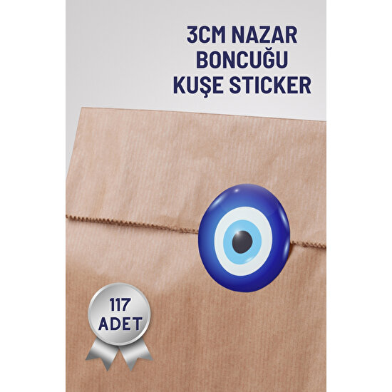 Netsan Etiket Nazar Boncuğu Içerikli 3cm x 117 Adet Kuşe Sticker