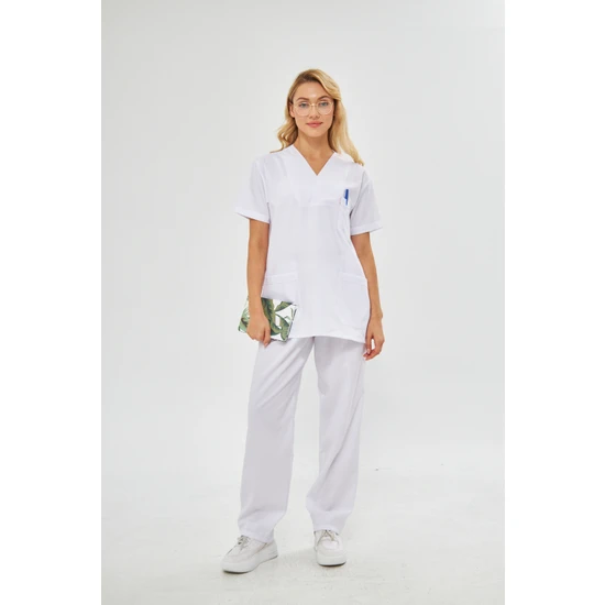 Deniz Kadın Beyaz Doktor Hemşire Eczacı Alt Üst Forma Takım Cerrahi Forma İş Elbisesi