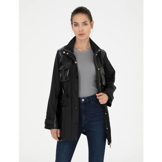 Pierre Cardin Kadın Siyah Slim Fit Mont 50282338-Vr046