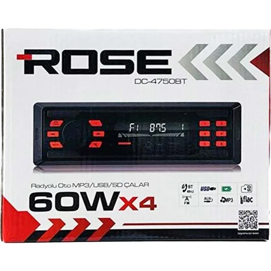 Rewel Rose DC-4750BT 60W x 4 Bluetooth, Tf Card, Aux, Usb, Oto Teyp 751014
