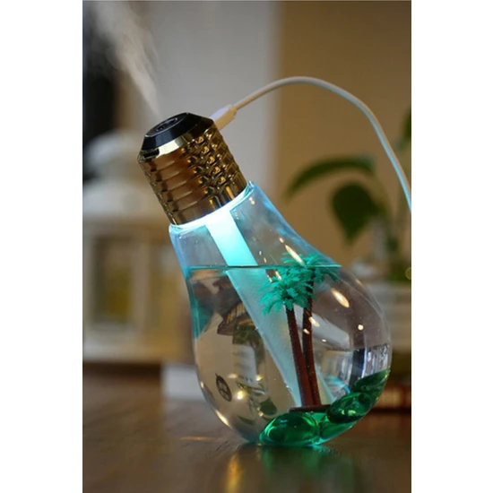 Deco Elit Ampul Şekilli Ledli Oda/hava Nemlendirici USB Su Hazneli Buhar Makinası Gece Lambası