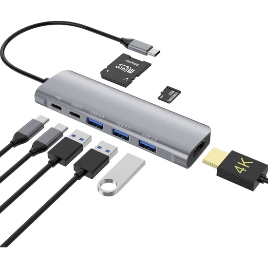 Newface Dönüştürücü 8in1 Hub 115 - Gri 346109