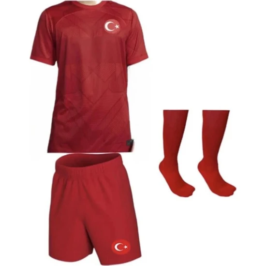 Bite Nose Türkiye Milli Takım Kırmızı Şortlu Çocuk Çoraplı  T-Shirt Halısaha Forma