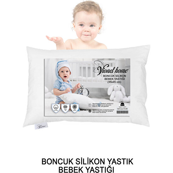 Vionel Home Antialerjik Bebek Yastık, Boncuk Silikon, Pamuklu Kılıf, 200GR