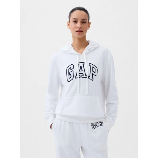 Gap Kadın Beyaz Gap Logo Fransız Havlu Kumaş Sweatshirt