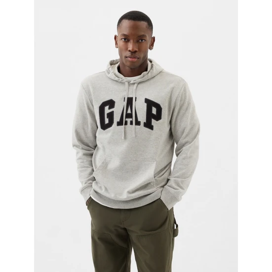 Gap Erkek Gümüş Gri Gap Logo Fransız Havlu Kumaş Sweatshirt
