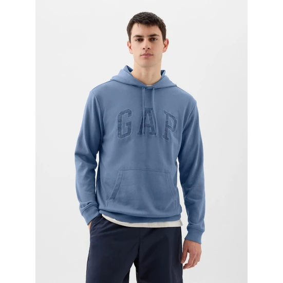 Gap Erkek Mavi Gap Logo Fransız Havlu Kumaş Sweatshirt
